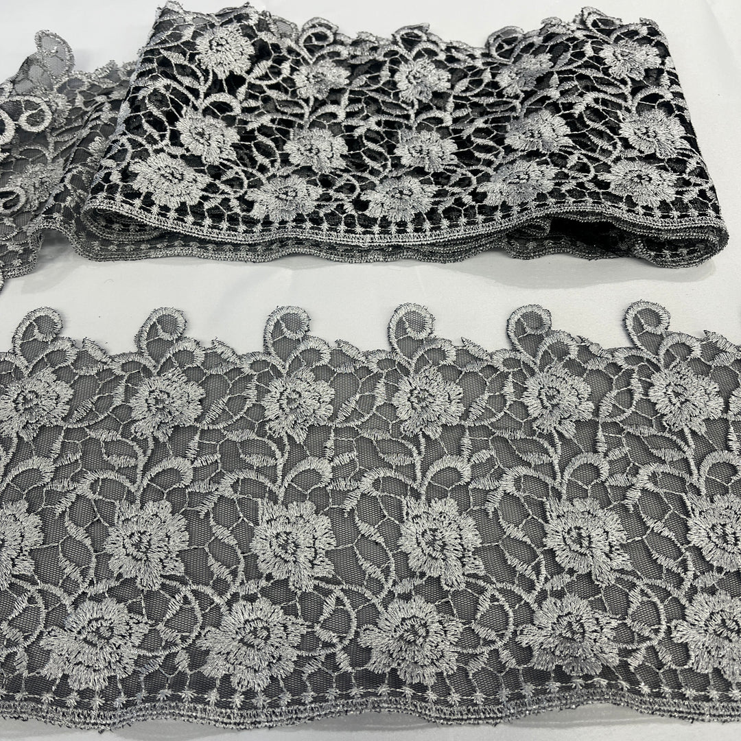 Embroidered Lace Trimming Embroidered on 100% Polyester Net Mesh | Lace USA - 21706W