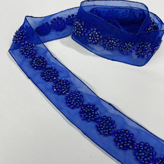 Beaded Lace Trimming Embroidered on 100% Polyester Mesh | Lace USA - 21766WN-BP