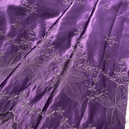 Bridal Lace Fabric Embroidered on 100% Polyester Satin | Lace USA - 31051S