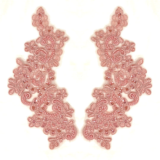 Beaded & Corded Floral Lace Applique Embroidered on 100% Polyester | Lace USA - KZ-25-HB