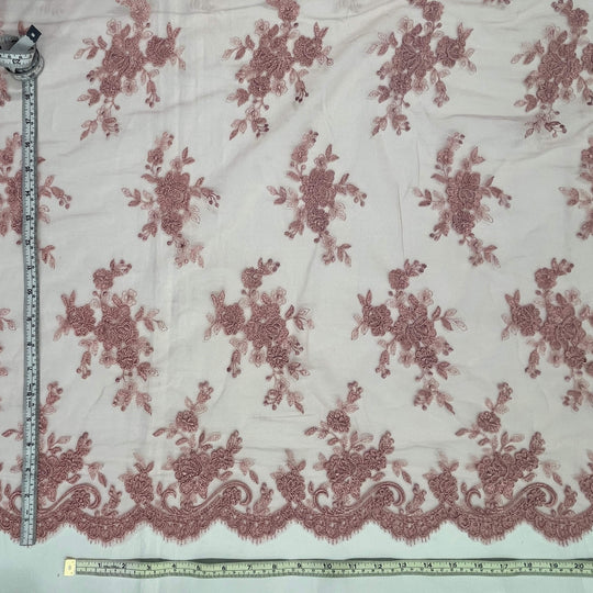 Tela de encaje nupcial con cordón bordada en malla de red 100% poliéster | Encaje EE. UU.