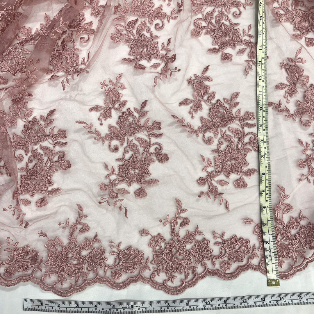 Corded Floral Lace Fabric with Scalloped Edges – Bridal & Dress Lace | Lace USA - 97154W