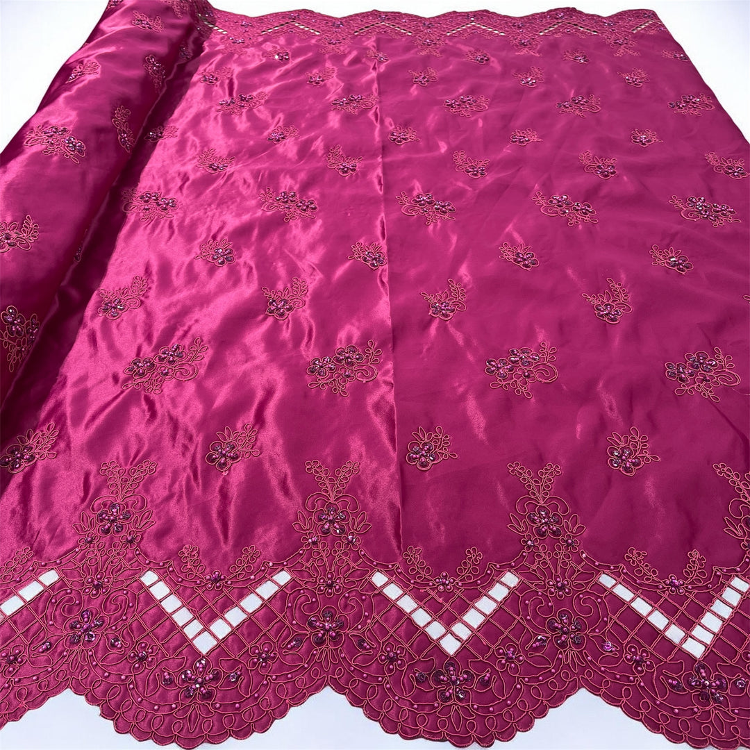 Beaded Bridal Lace Fabric Embroidered on 100% Polyester Satin | Lace USA - 91160S-BP
