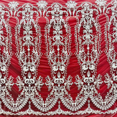 Beaded Lace Fabric Embroidered on 100% Polyester Net Mesh | Lace USA - GD-237341