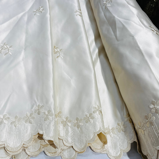 Bridal Lace Fabric Embroidered on 100% Polyester Satin | Lace USA - 31051S