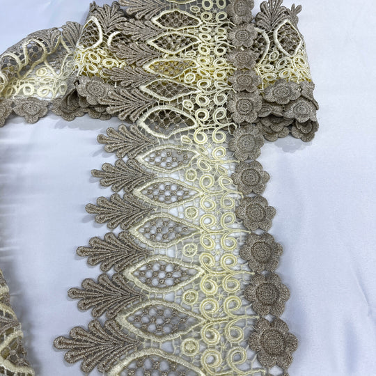 Embroidered Lace Trimming Embroidered on 100% Polyester Net Mesh | Lace USA - 55315W