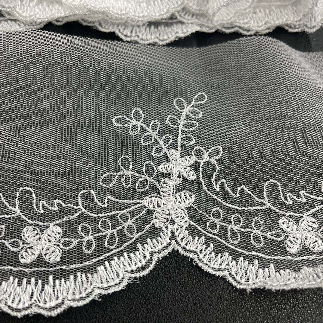 Embroidered Lace Trimming Embroidered on 100% Polyester Net Mesh | Lace USA - 21734W