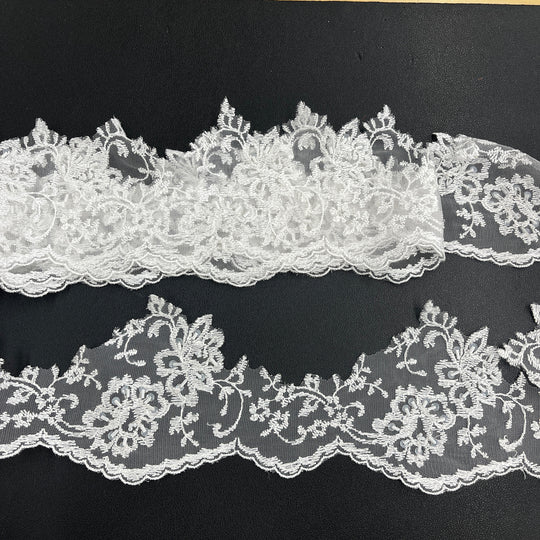 Beaded Lace Trimming Embroidered on 100% Polyester Mesh | Lace USA - 21356W-BP