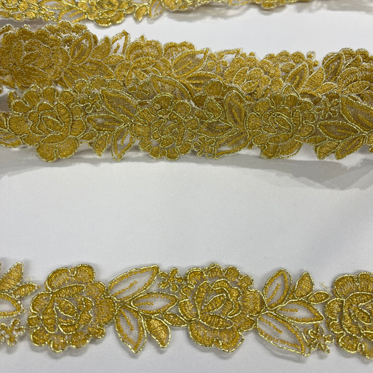 Corded Lace Trimming Embroidered on 100% Polyester Net Mesh | Lace USA - 97109W
