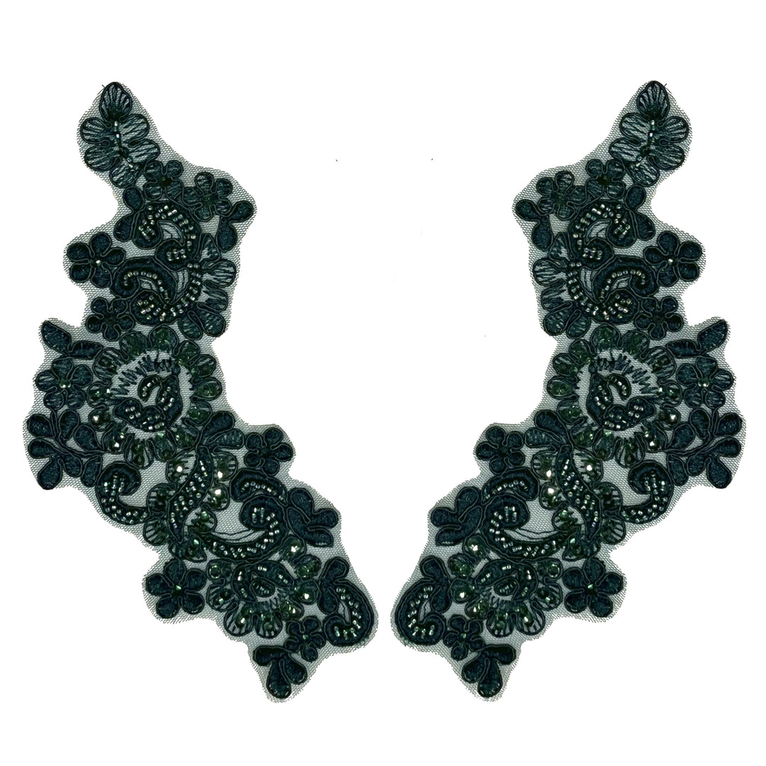 Beaded & Corded Floral Lace Applique Embroidered on 100% Polyester | Lace USA - KZ-25-HB
