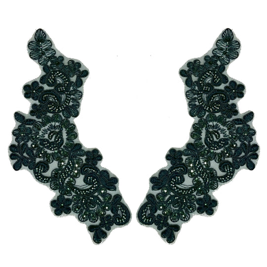 Beaded & Corded Floral Lace Applique Embroidered on 100% Polyester | Lace USA - KZ-25-HB