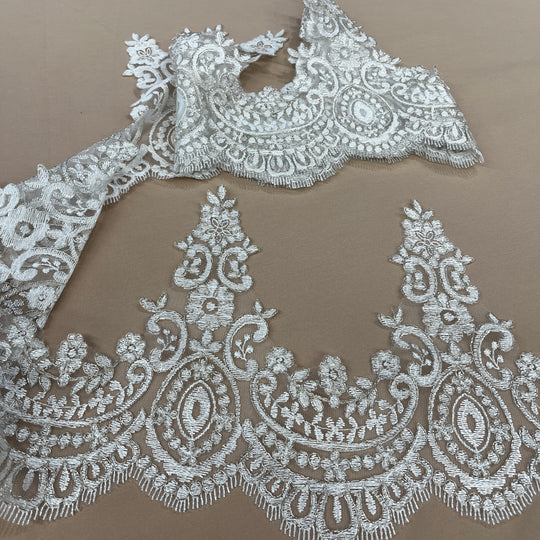 9" Corded Floral Lace Trim – Bridal, Quinceañera & Evening Wear Lace | Lace USA - 96794W
