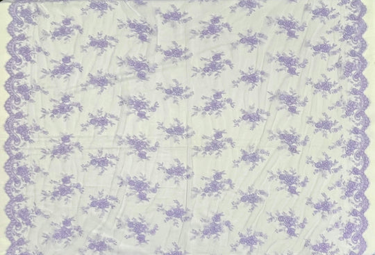 Tela de encaje nupcial con cordón bordada en malla de red 100% poliéster | Encaje EE. UU.