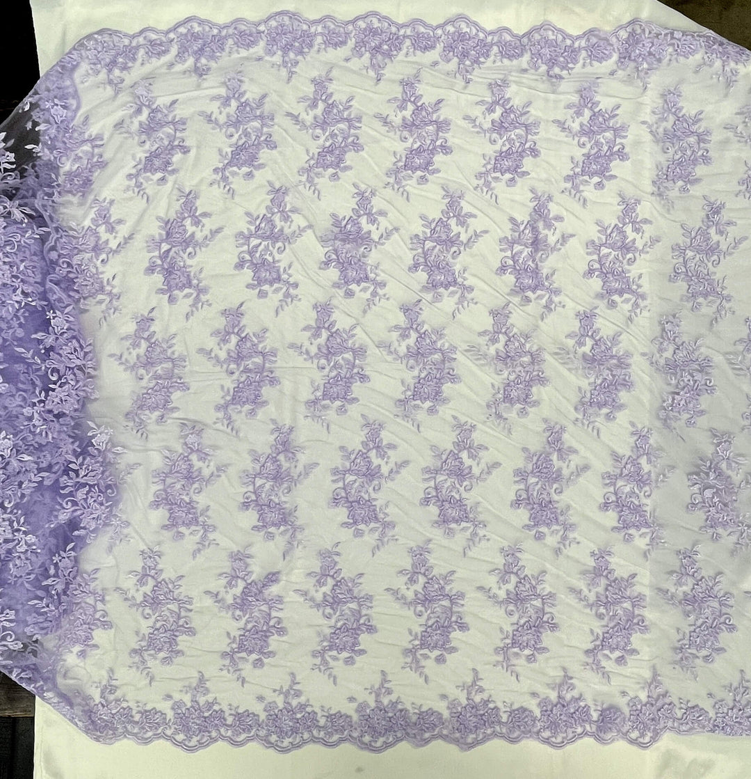 Corded Floral Lace Fabric with Scalloped Edges – Bridal & Dress Lace | Lace USA - 97154W