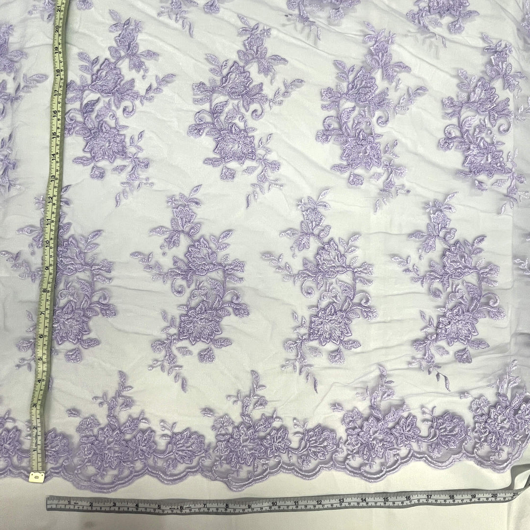 Corded Floral Lace Fabric with Scalloped Edges – Bridal & Dress Lace | Lace USA - 97154W