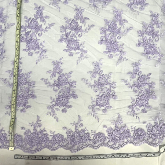 Corded Floral Lace Fabric with Scalloped Edges – Bridal & Dress Lace | Lace USA - 97154W