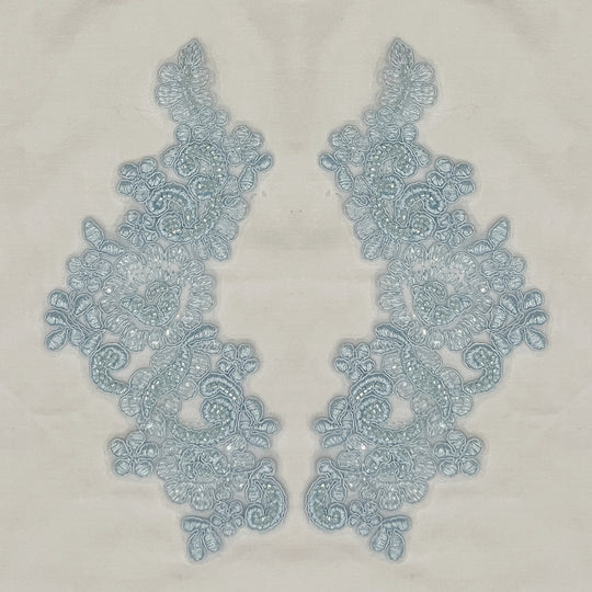 Beaded & Corded Floral Lace Applique Embroidered on 100% Polyester | Lace USA - KZ-25-HB