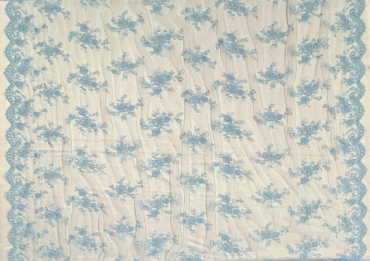 Tela de encaje nupcial con cordón bordada en malla de red 100% poliéster | Encaje EE. UU.