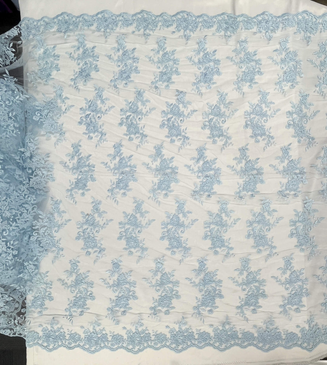 Corded Floral Lace Fabric with Scalloped Edges – Bridal & Dress Lace | Lace USA - 97154W