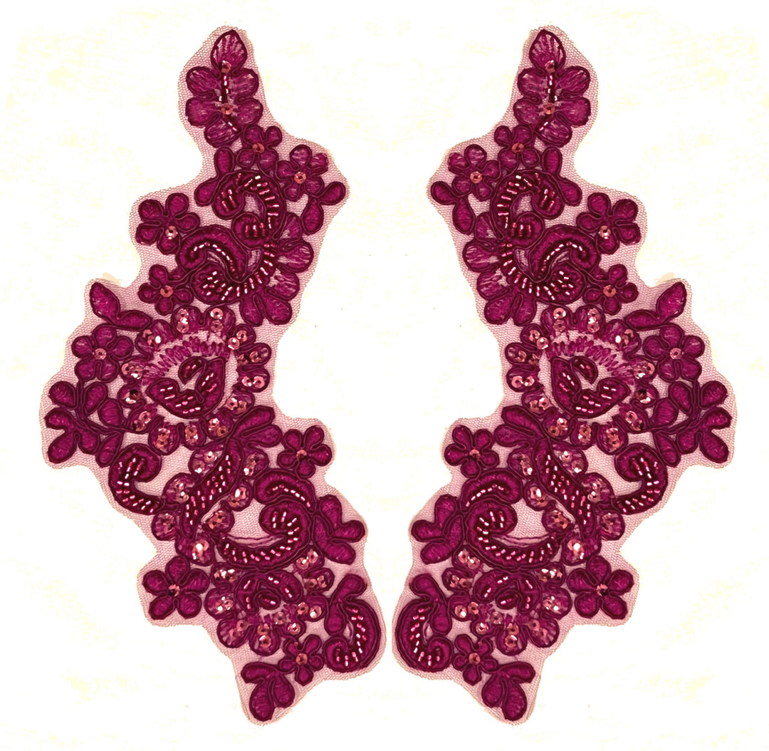 Beaded & Corded Floral Lace Applique Embroidered on 100% Polyester | Lace USA - KZ-25-HB