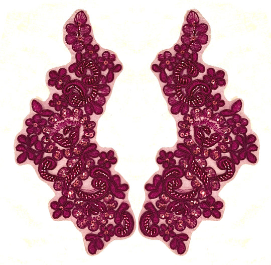 Beaded & Corded Floral Lace Applique Embroidered on 100% Polyester | Lace USA - KZ-25-HB