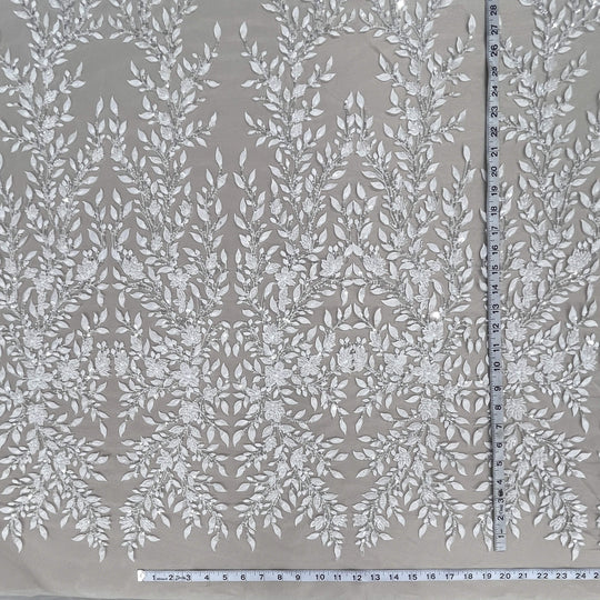 Beaded Lace Fabric Embroidered on 100% Polyester Net Mesh | Lace USA - GD-2628