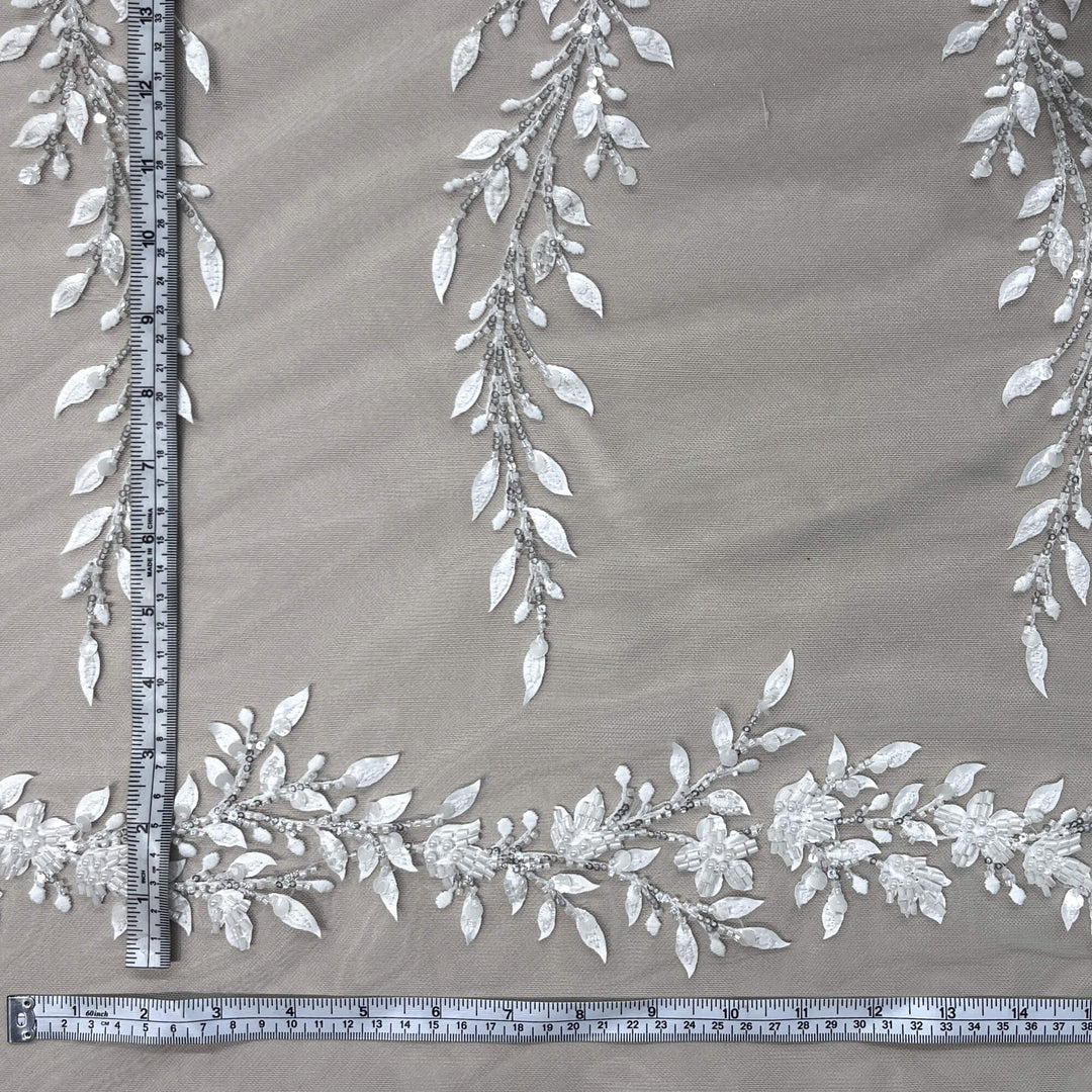 Beaded Lace Fabric Embroidered on 100% Polyester Net Mesh | Lace USA - GD-2628