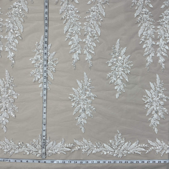 Beaded Lace Fabric Embroidered on 100% Polyester Net Mesh | Lace USA - GD-2638