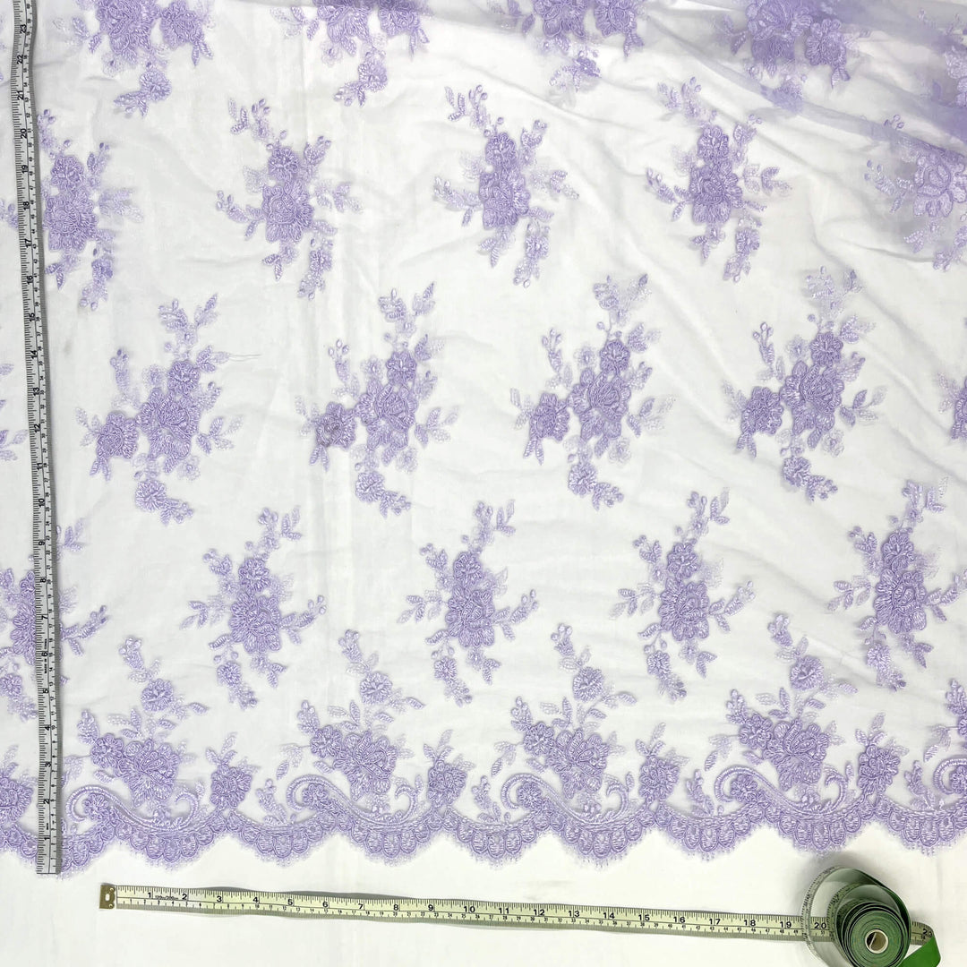 Tela de encaje nupcial con cordón bordada en malla de red 100% poliéster | Encaje EE. UU.