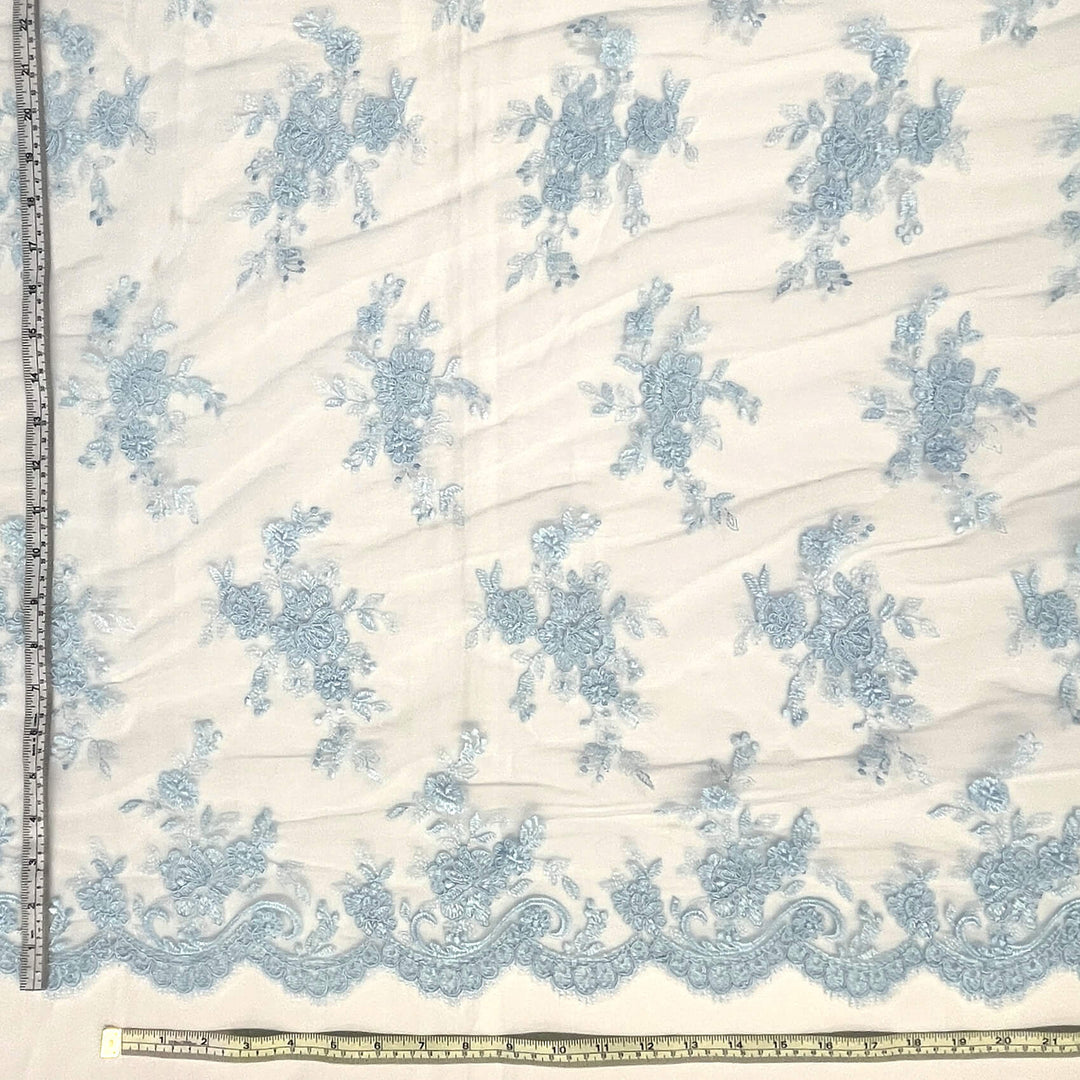 Tela de encaje nupcial con cordón bordada en malla de red 100% poliéster | Encaje EE. UU.