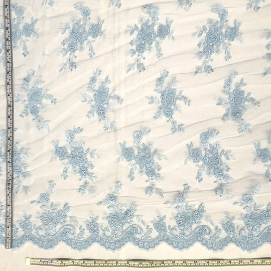 Tela de encaje nupcial con cordón bordada en malla de red 100% poliéster | Encaje EE. UU.