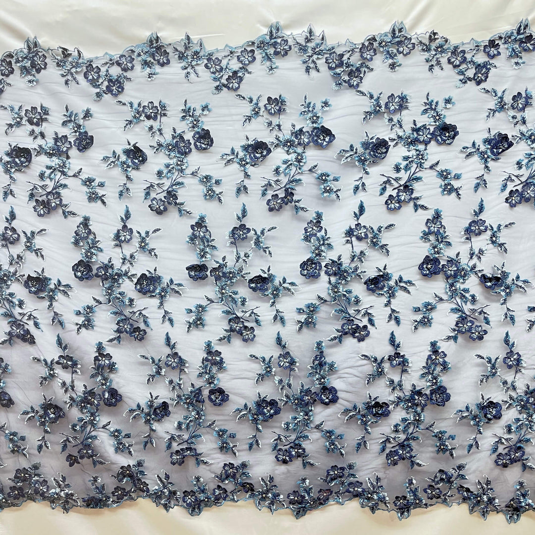 3D Beaded Floral Lace Fabric – Ideal for Quinceañera, Bridesmaids, Dance Costumes| Lace USA - GD-1613