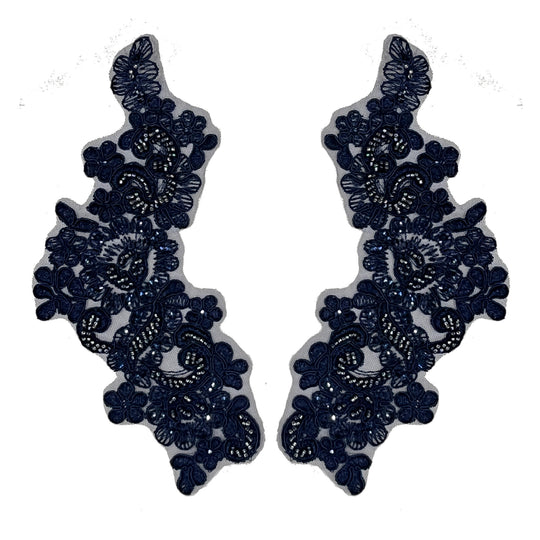 Beaded & Corded Floral Lace Applique Embroidered on 100% Polyester | Lace USA - KZ-25-HB