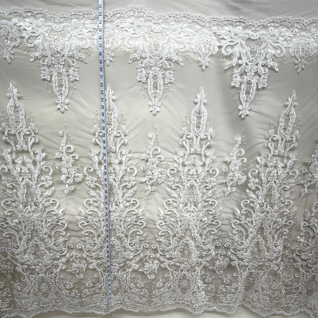 Beaded Lace Fabric Embroidered on 100% Polyester Net Mesh Lace USA - GD-11905