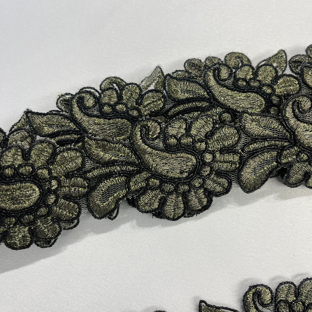 Corded Lace Trimming Embroidered on 100% Polyester Net Mesh | Lace USA - 96753W