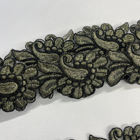 Corded Lace Trimming Embroidered on 100% Polyester Net Mesh | Lace USA - 96753W