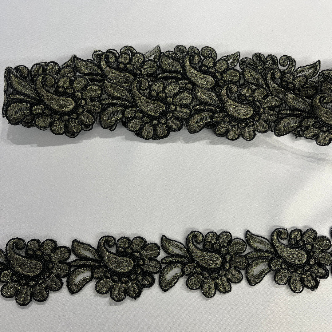 Corded Lace Trimming Embroidered on 100% Polyester Net Mesh | Lace USA - 96753W