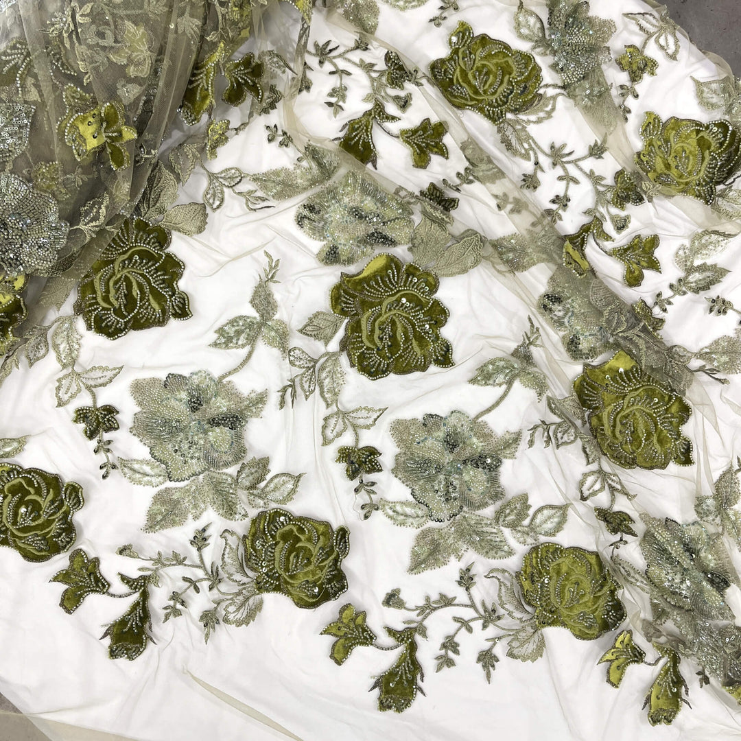 Beaded Lace with Velvet flower - Lae USA