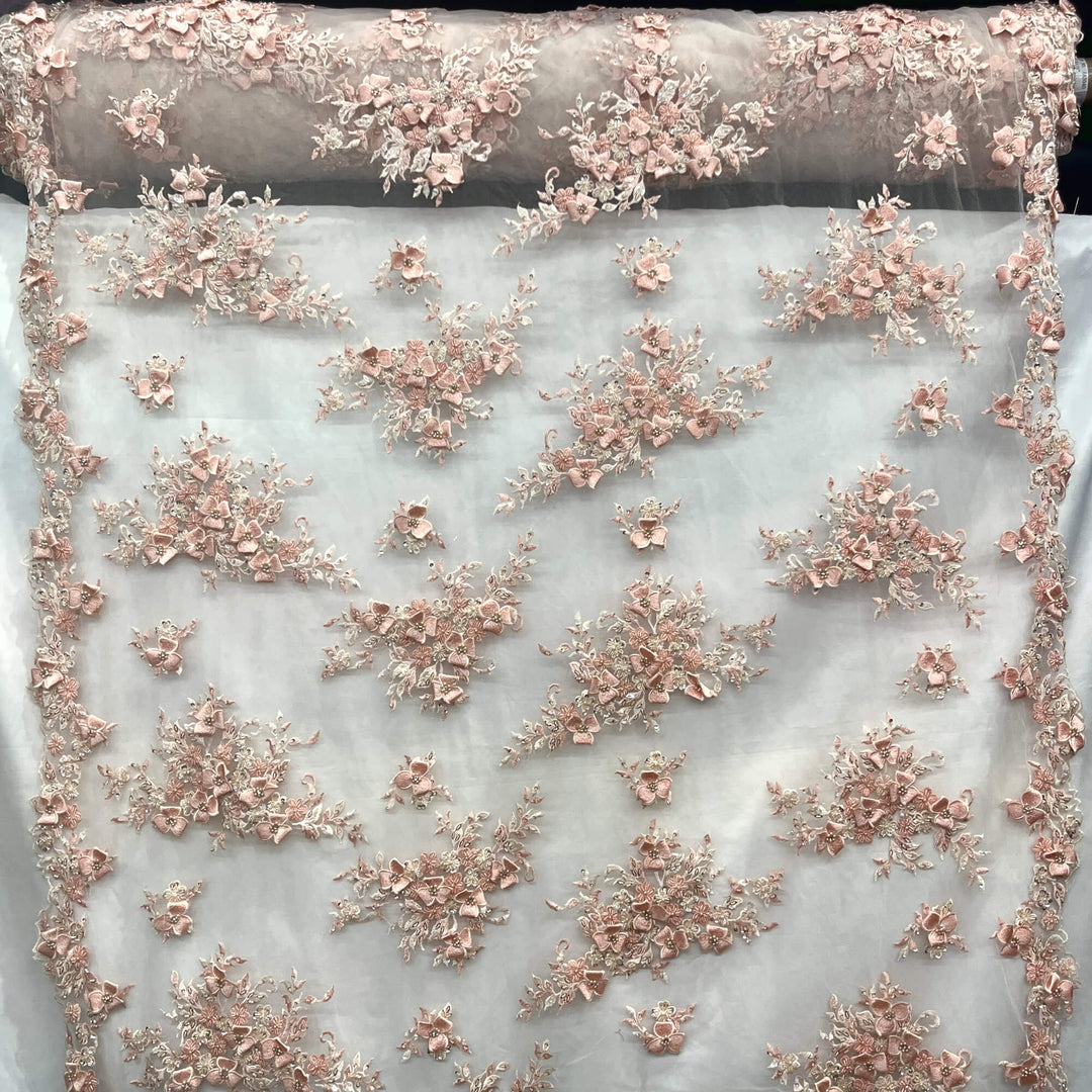 beaded fabric for dresses 3D Beaded Floral Lace Fabric with Rhinestones | Lace USA