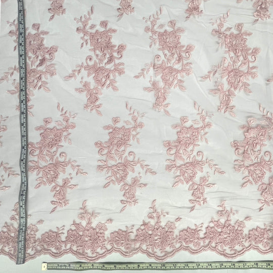 Corded Floral Lace Fabric with Scalloped Edges – Bridal & Dress Lace | Lace USA - 97154W