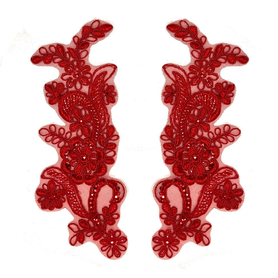 Aplique de encaje floral con cordón y cuentas bordado en organza 100 % poliéster | Encaje EE. UU.