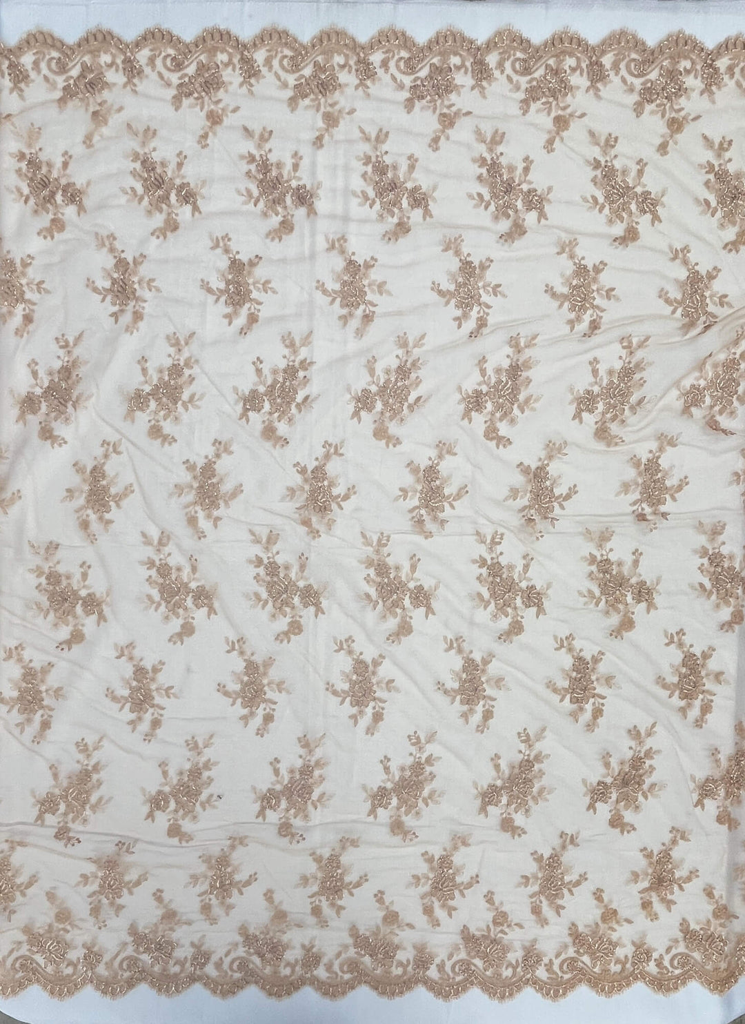 Tela de encaje nupcial con cordón bordada en malla de red 100% poliéster | Encaje EE. UU.