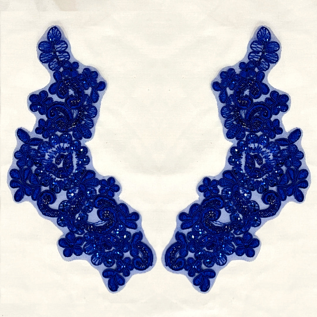 Beaded & Corded Floral Lace Applique Embroidered on 100% Polyester | Lace USA - KZ-25-HB