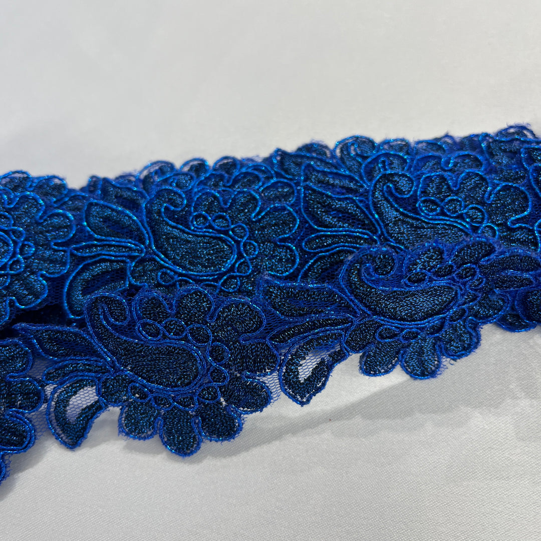 Corded Lace Trimming Embroidered on 100% Polyester Net Mesh | Lace USA - 96753W