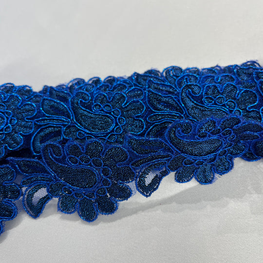Corded Lace Trimming Embroidered on 100% Polyester Net Mesh | Lace USA - 96753W