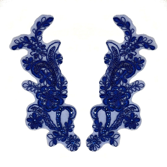 Aplique de encaje floral con cordón y cuentas bordado en organza 100 % poliéster | Encaje EE. UU.