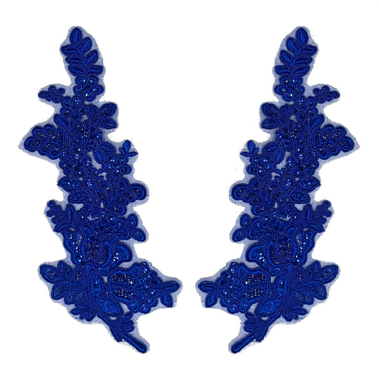 Beaded & Corded Floral Lace Applique Embroidered on 100% Polyester Net Mesh | Lace USA - 91398N-BP