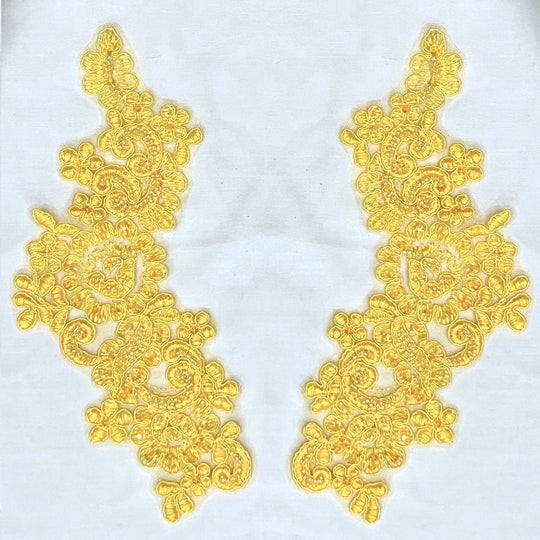 Beaded & Corded Floral Lace Applique Embroidered on 100% Polyester | Lace USA - KZ-25-HB