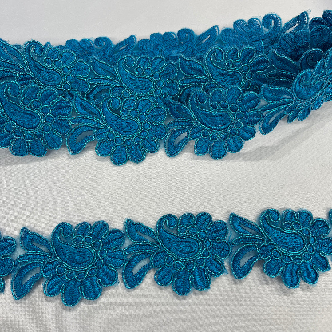 Corded Lace Trimming Embroidered on 100% Polyester Net Mesh | Lace USA - 96753W