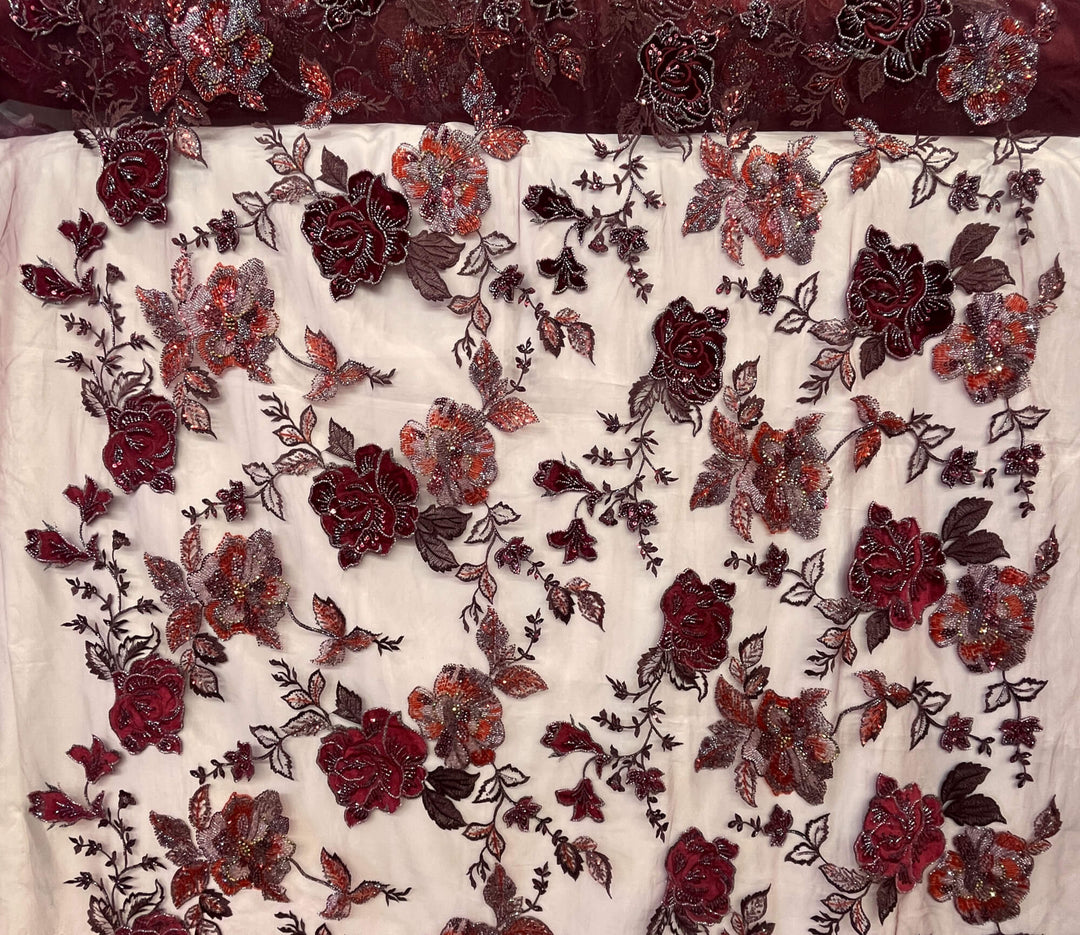 Beaded Lace with Velvet flower - Lae USA